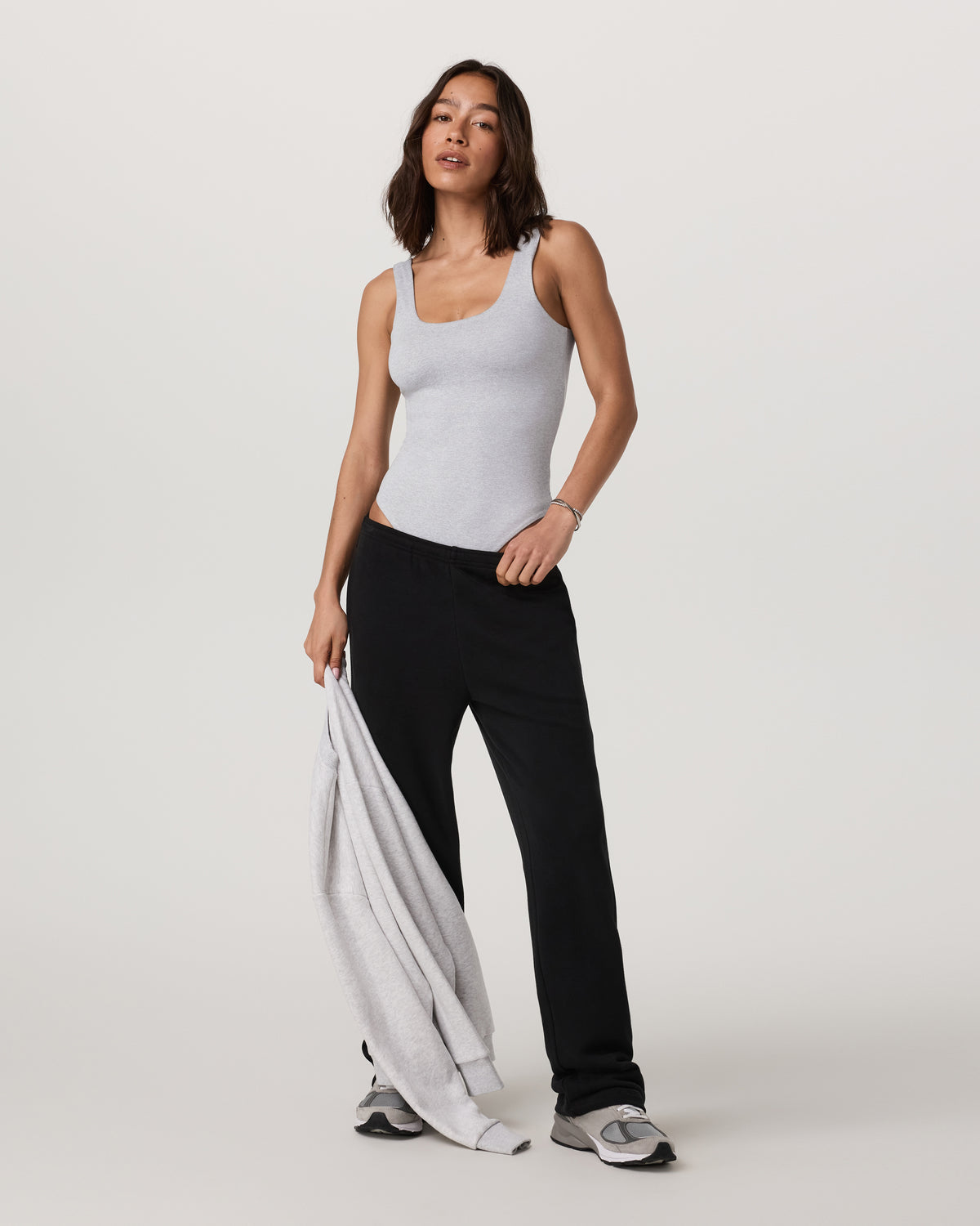 Sleeveless Halo Bodysuit Pale Grey Heather Bodysuit | Vuori for sale