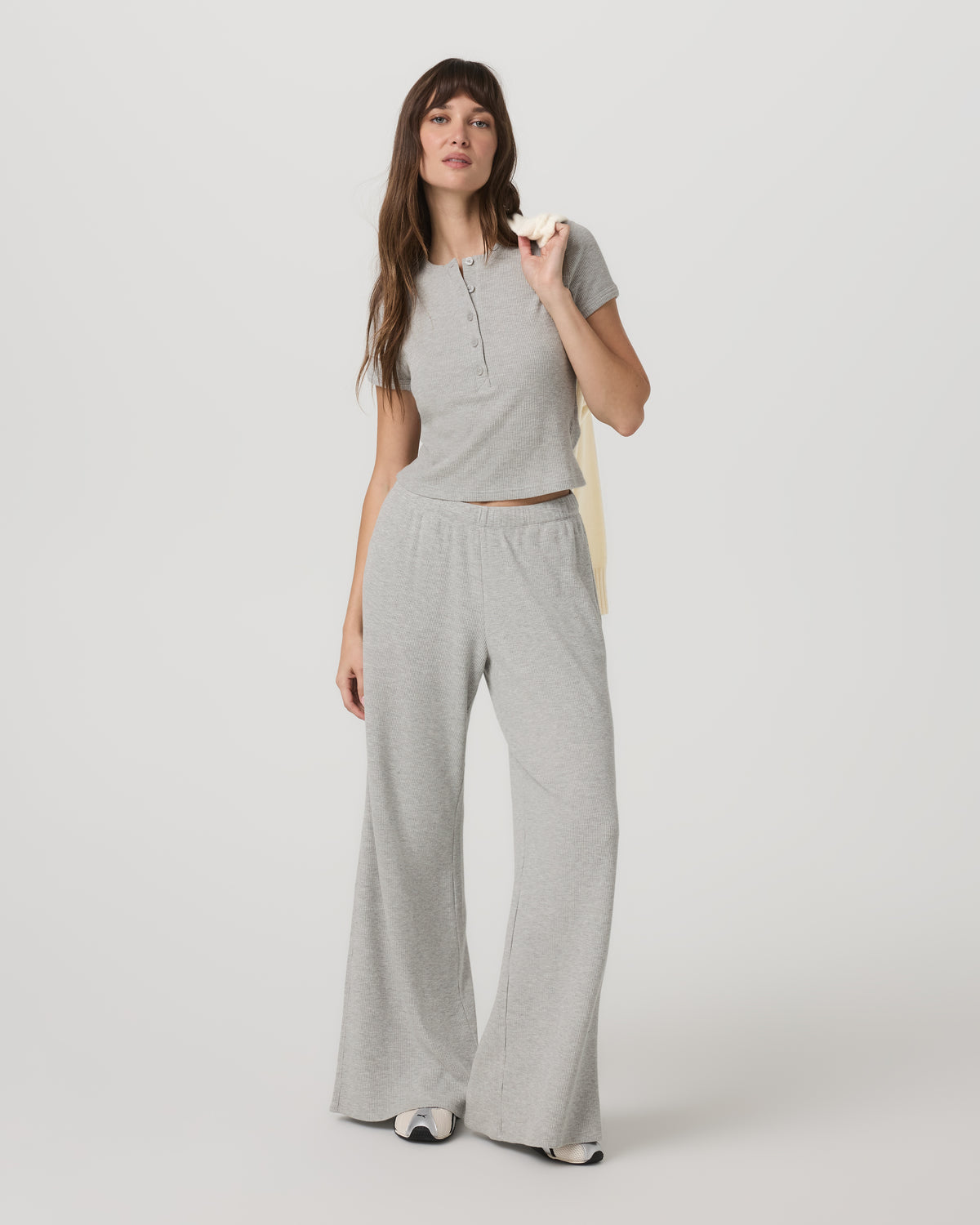 Women's Short Sleeve Waffle Baby Tee Light Heather Grey | Vuori shop