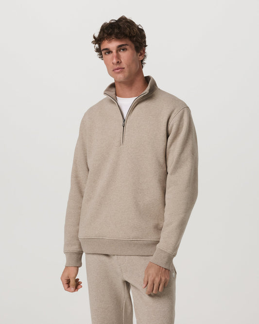 Seaside Half Zip Men's Acorn Heather Fleece Pullover | Vuori shop