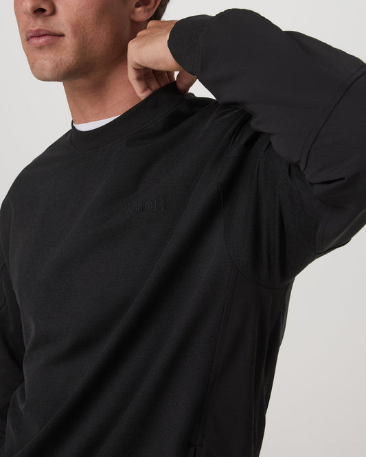 Coronado Mixed Media Crew Men's Black Heather Crewneck | Vuori sale
