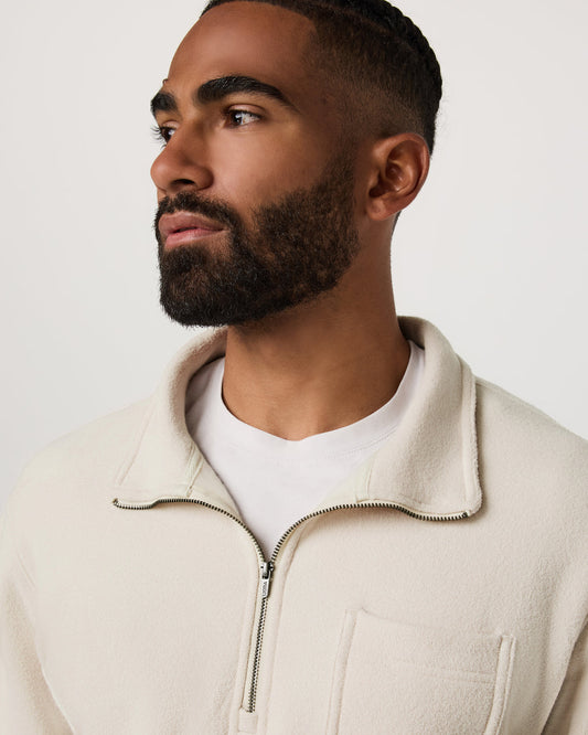 Beach Fleece 1/2 Zip - Relaxed Bone Heather Pullover | Vuori outlet
