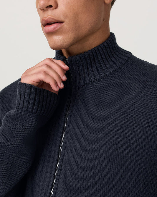 Denver Full Zip Sweater Men's Navy Zip Sweater | Vuori online