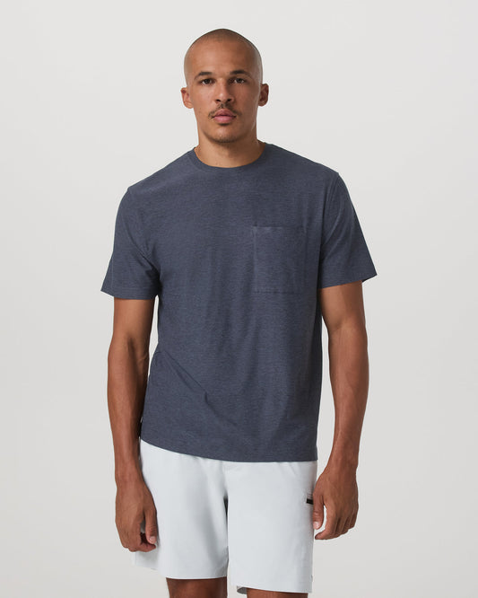 Short Sleeve Strato Pocket Tee-Relaxed Fit Dark Azure Heather | Vuori onsale