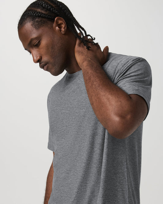 Short Sleeve Strato Tech Tee - Relaxed Fit Heather Grey | Vuori for sale