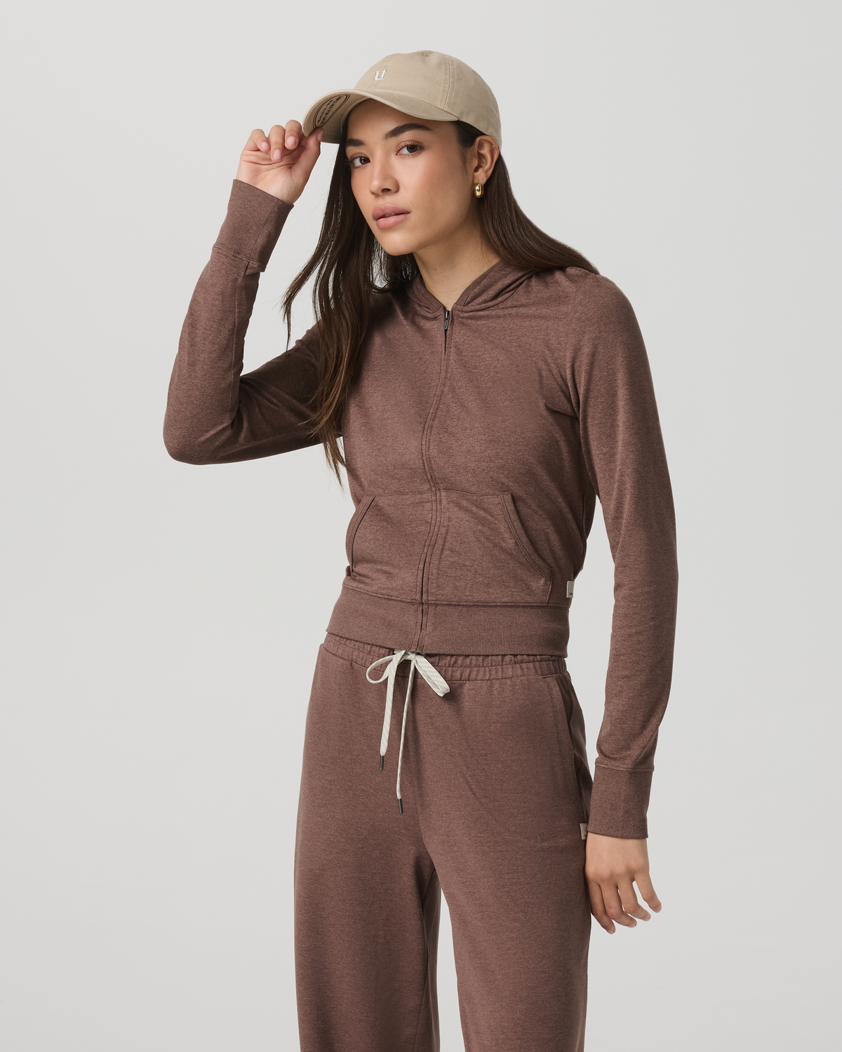 Halo Mini Full Zip Hoodie Women's Sable Heather Hoodie | Vuori sale