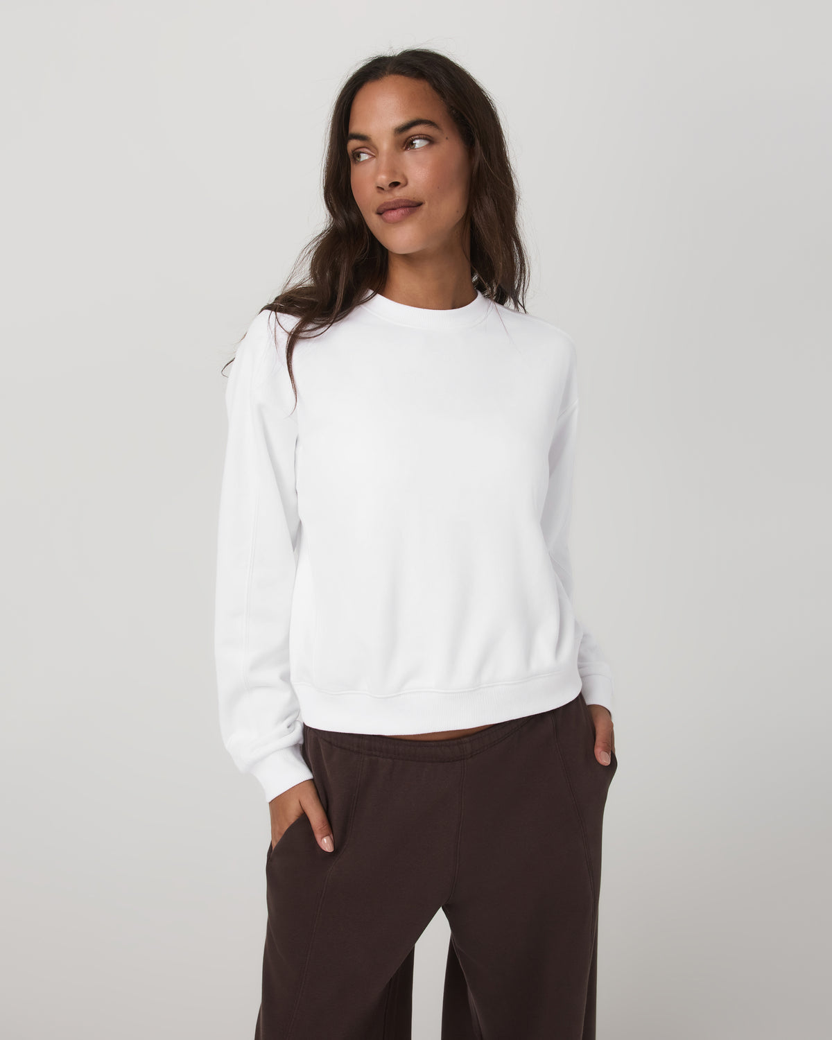 Sedona Seams Crew Women's White Fleece Sweatshirt | Vuori online