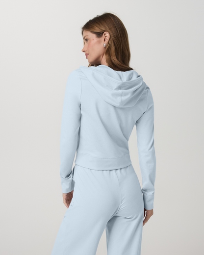 Halo Mini Full Zip Hoodie Soft Sky Heather Cropped Hoodie | Vuori onsale