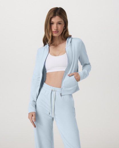 Halo Mini Full Zip Hoodie Soft Sky Heather Cropped Hoodie | Vuori onsale