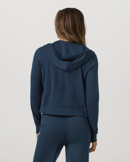 Women's Halo Mini Full Zip Hoodie Blue Coast Heather | Vuori shop