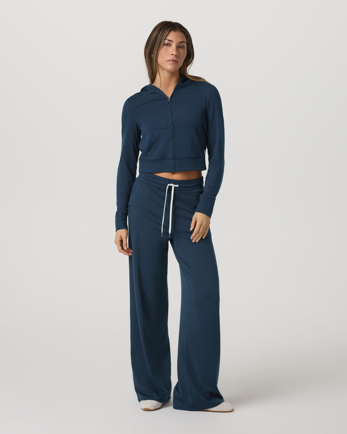 Women's Halo Mini Full Zip Hoodie Blue Coast Heather | Vuori shop