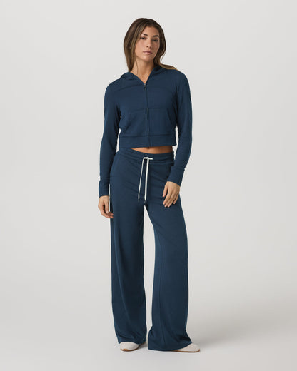 Women's Halo Mini Full Zip Hoodie Blue Coast Heather | Vuori shop