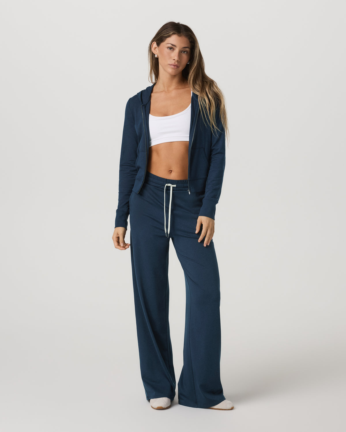 Women's Halo Mini Full Zip Hoodie Blue Coast Heather | Vuori shop