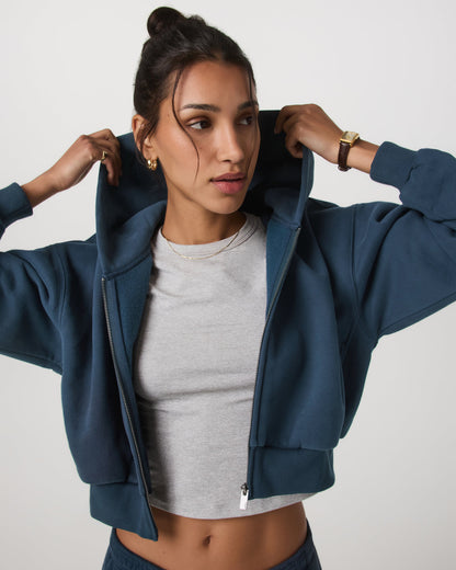 Restore Mini Full Zip Hoodie Ocean Blue Oversized Hoodie | Vuori sale