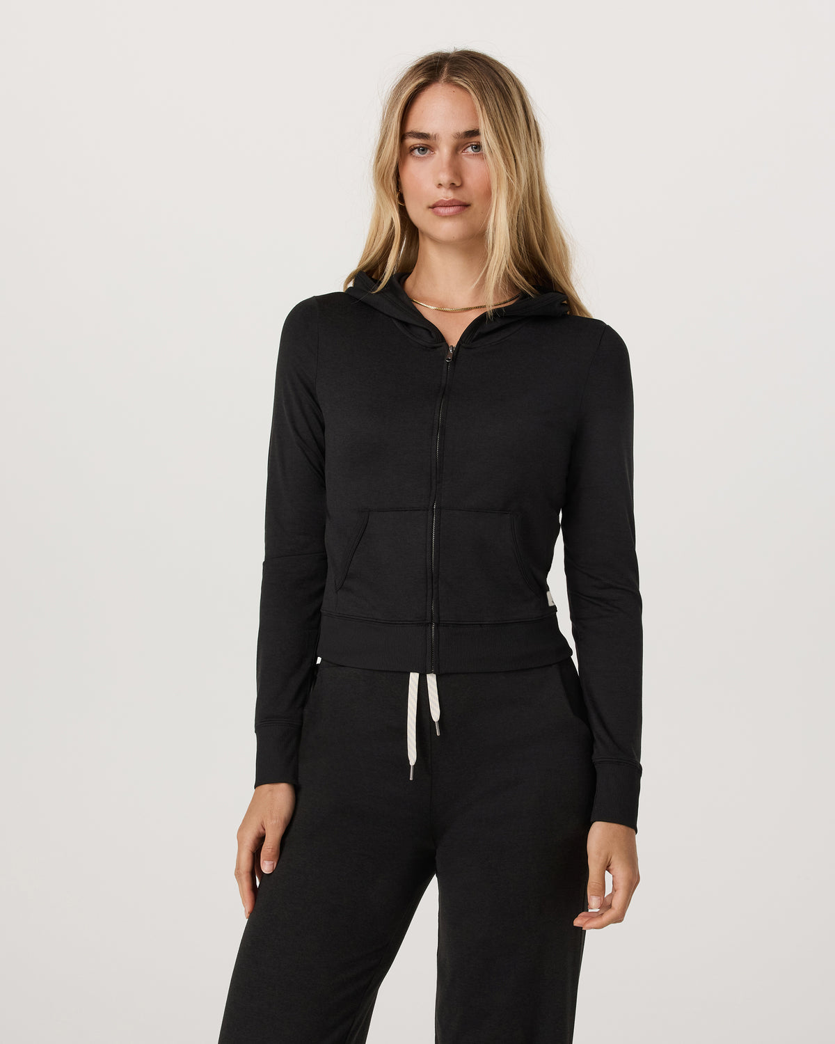 Halo Mini Full Zip Hoodie Black Heather | Vuori shop