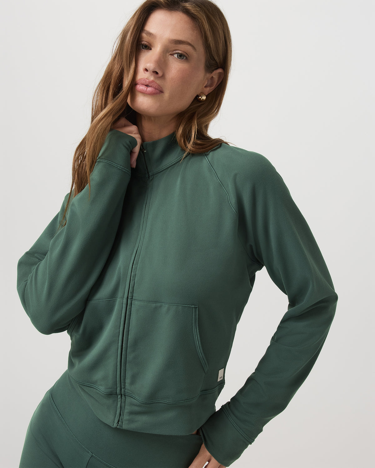 Halo Mini Track Jacket Women's Agate Green Cropped Zip-Up | Vuori onsale