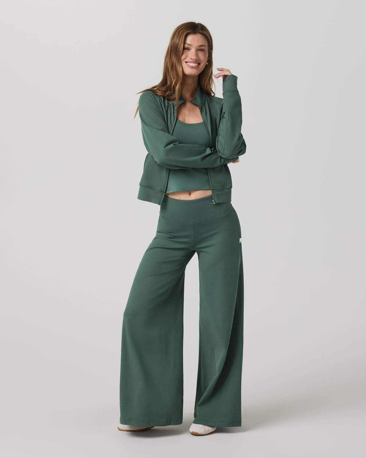 Halo Mini Track Jacket Women's Agate Green Cropped Zip-Up | Vuori onsale