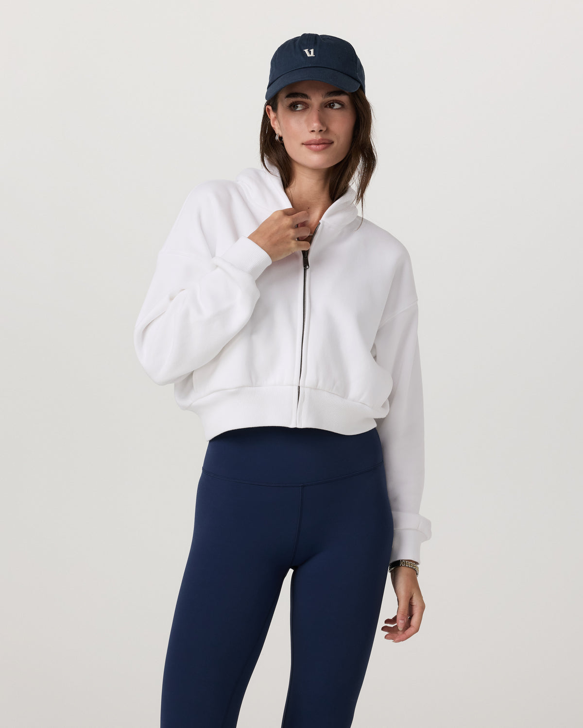 Restore Mini Full Zip Hoodie Women's White Jacket | Vuori outlet