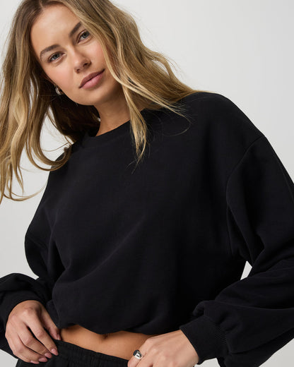 Sedona Bubble Crew Women's Black Pullover Crewneck | Vuori shop