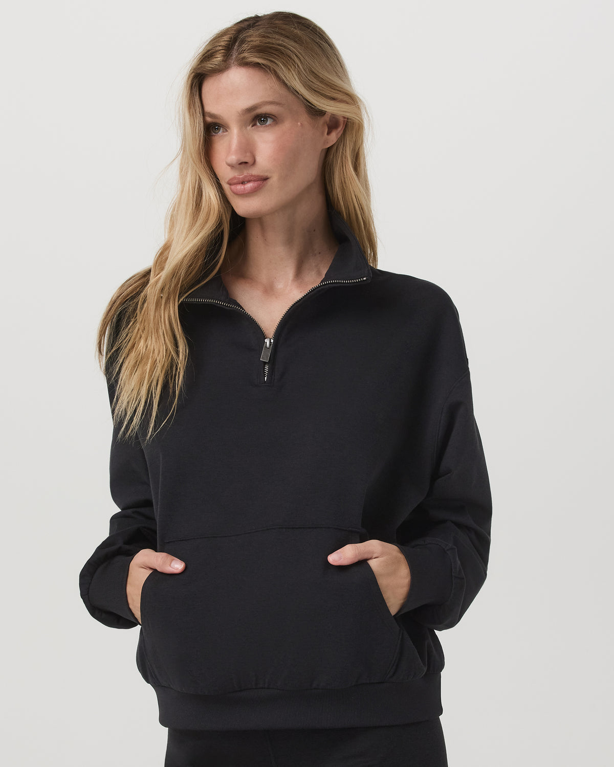 Granite Half Zip Black Heather Pullover Sweatshirt | Vuori sale