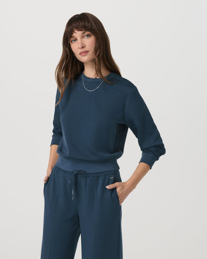 Compose Crew Ocean Blue Pullover Fleece Sweatshirt | Vuori for sale