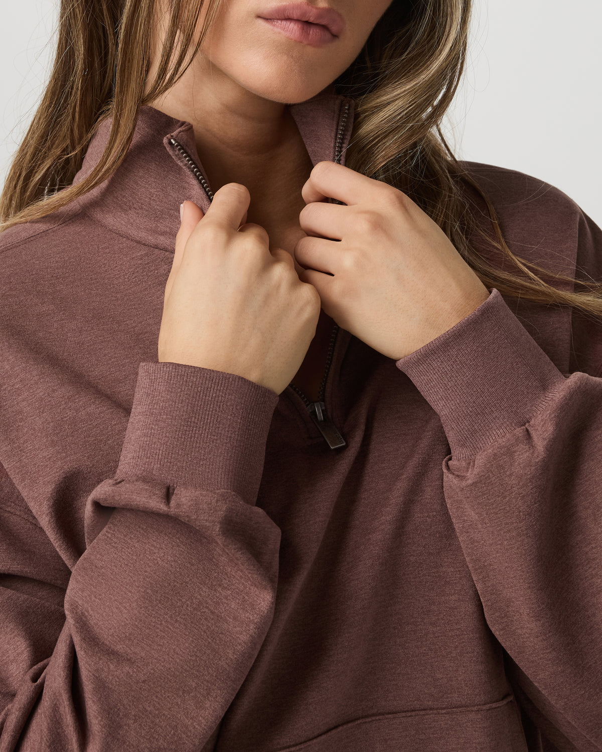 Granite Half Zip Women's Sable Heather Sweatshirt | Vuori discount