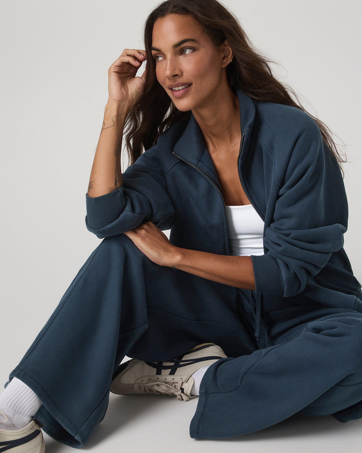 Restore Double Zip Sweatshirt Ocean Blue Full-Zip Fleece | Vuori outlet