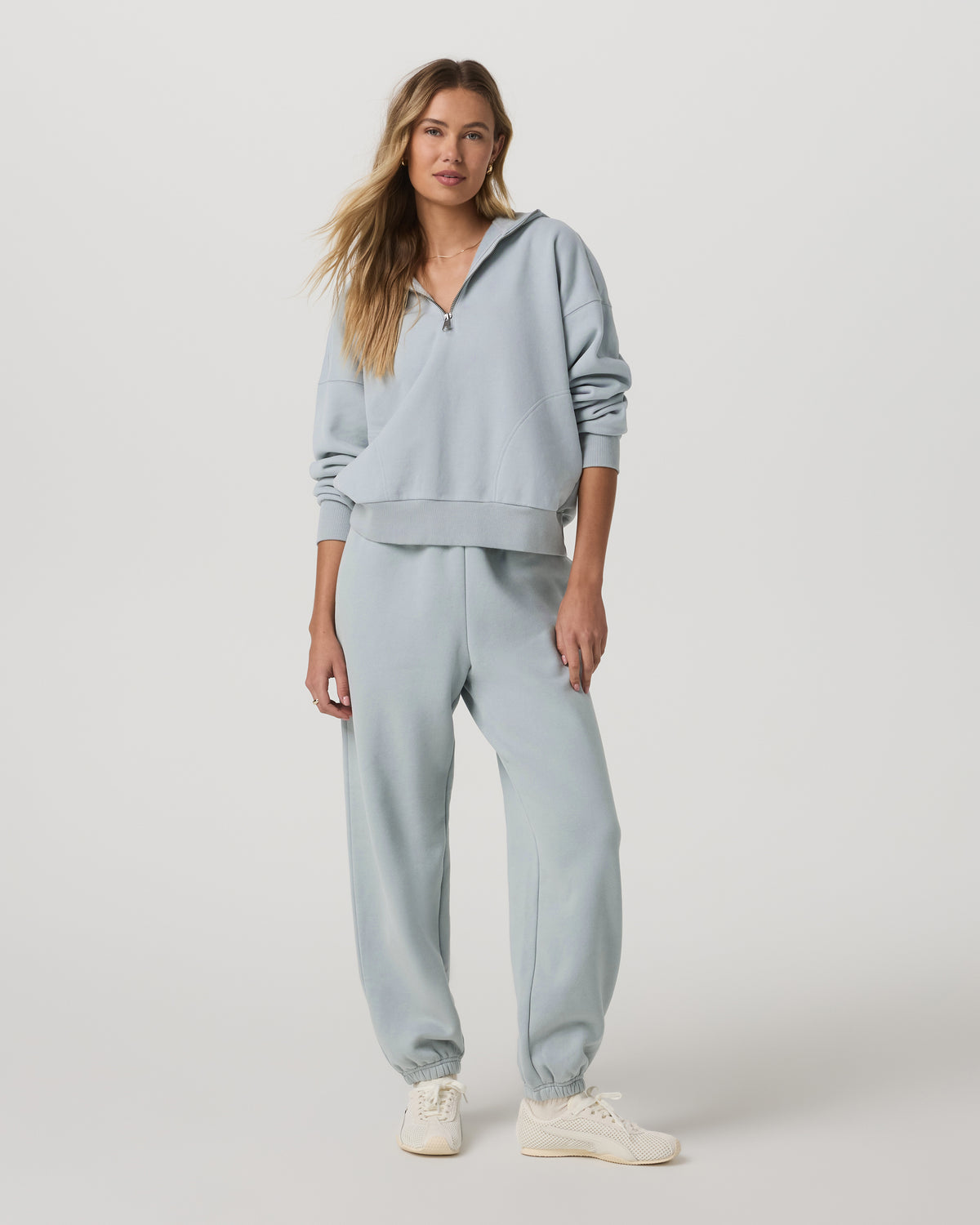 Restore Relaxed Half Zip Hoodie Blue Haze Jacket | Vuori onsale
