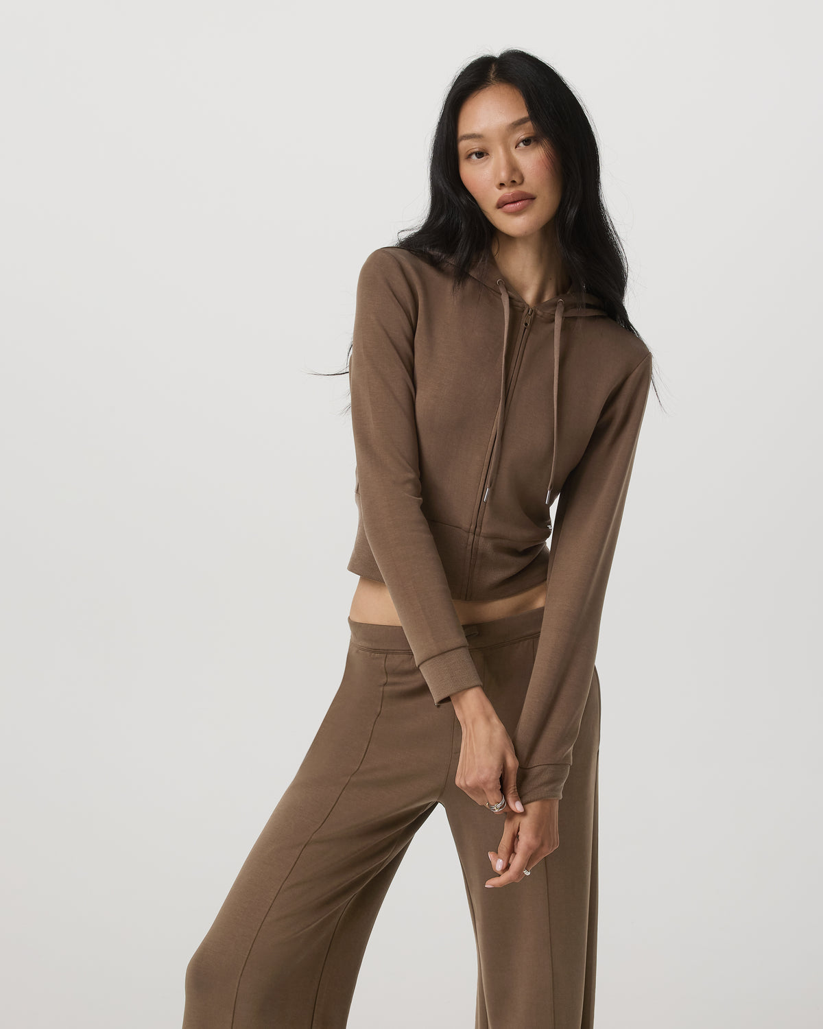 Compose Full Zip Hoodie Women's Espresso Zip-Up Jacket | Vuori outlet