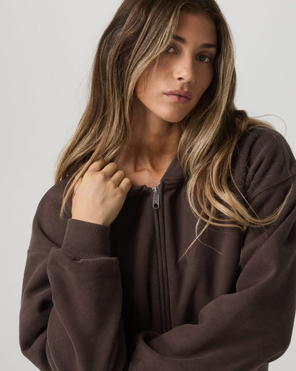 Restore Mini Full Zip Hoodie Women's Java Jacket | Vuori onsale