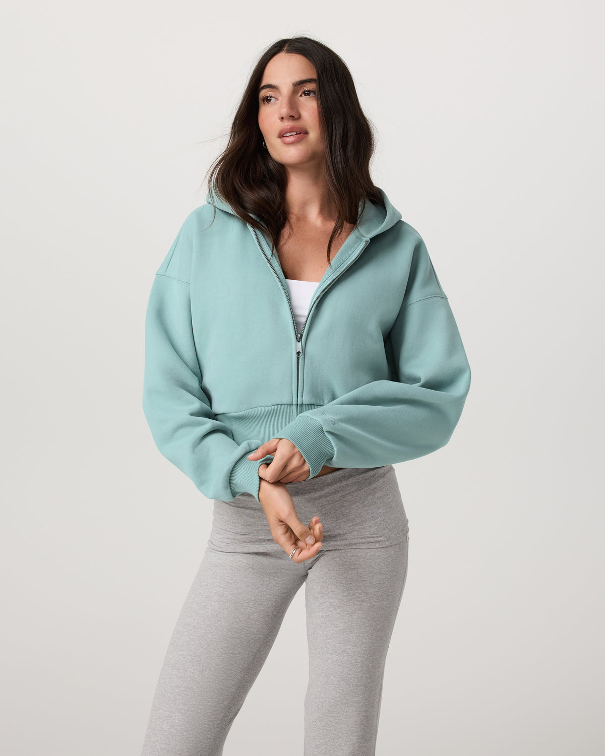 Restore Mini Full Zip Hoodie Women's Sea Spray Jacket | Vuori for sale
