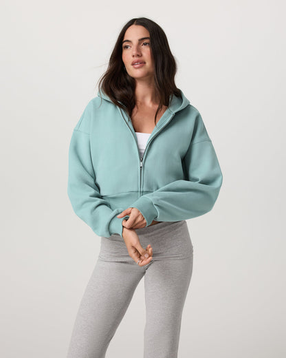 Restore Mini Full Zip Hoodie Women's Sea Spray Jacket | Vuori for sale