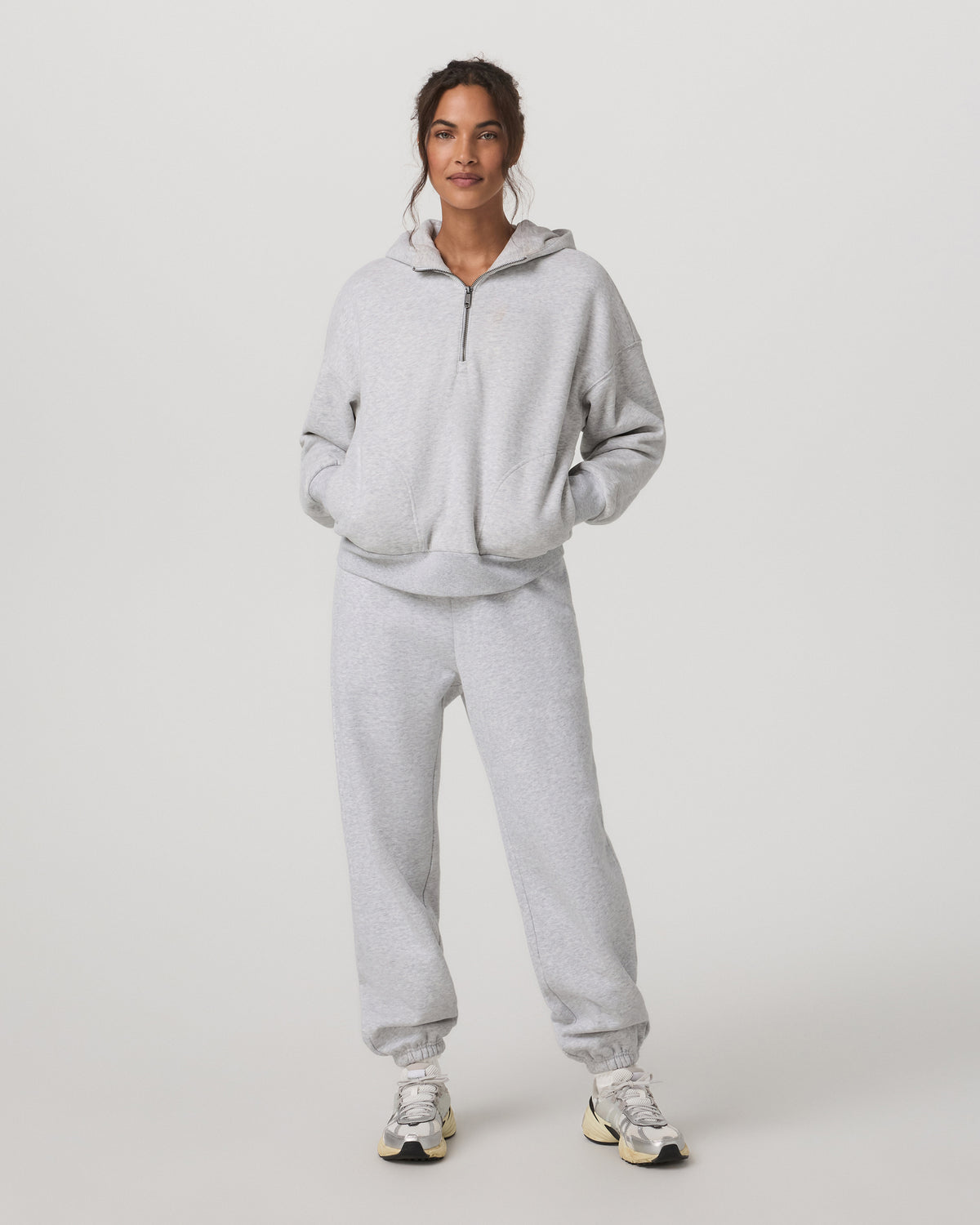 Restore Relaxed Half Zip Hoodie Pale Grey Jacket | Vuori online