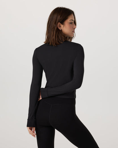 Studio Half Zip Women's Black Workout Jacket | Vuori for sale