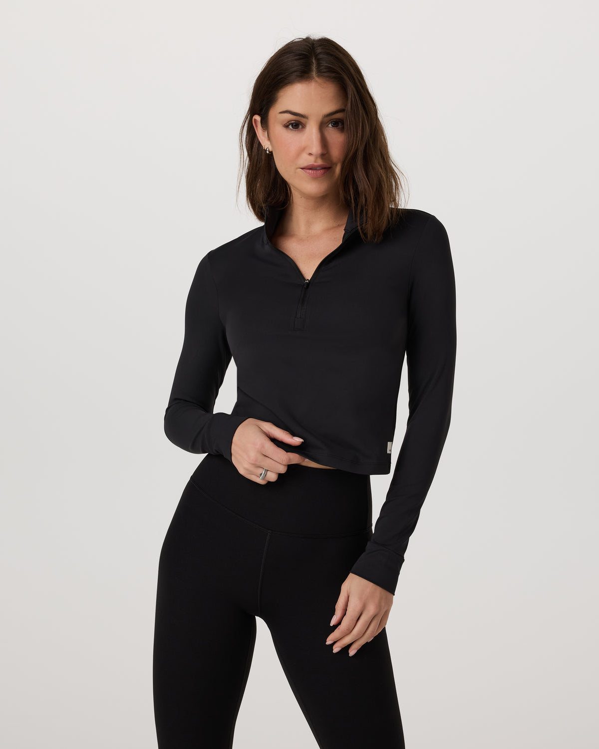 Studio Half Zip Women's Black Workout Jacket | Vuori for sale