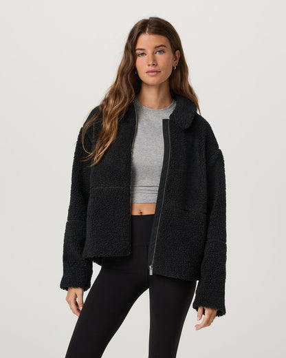 Lou Full Zip Jacket Women's Black Fleece Jacket | Vuori shop