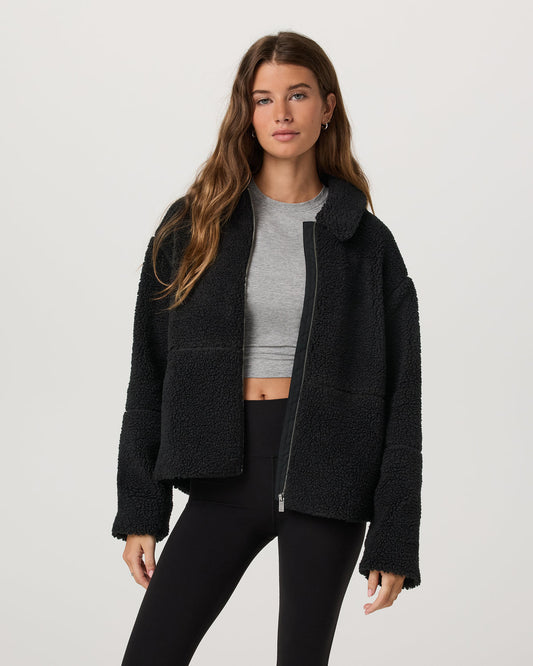 Lou Full Zip Jacket Women's Black Fleece Jacket | Vuori shop