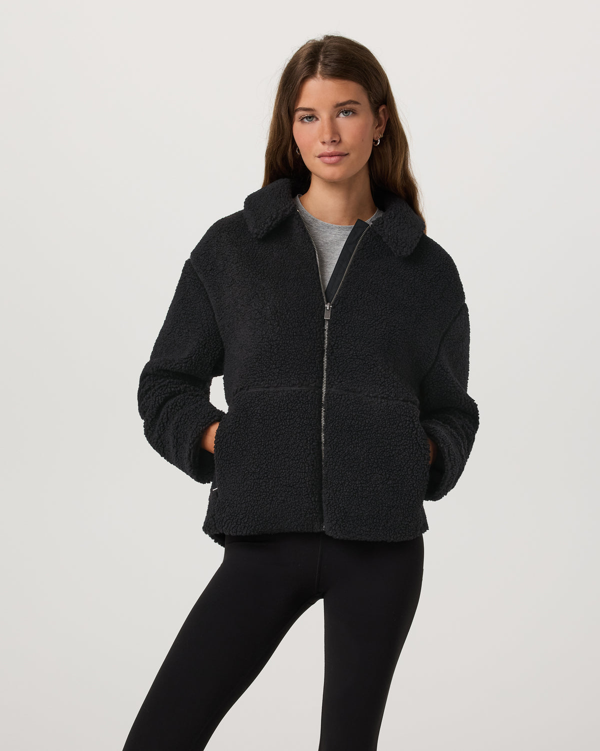 Lou Full Zip Jacket Women's Black Fleece Jacket | Vuori shop