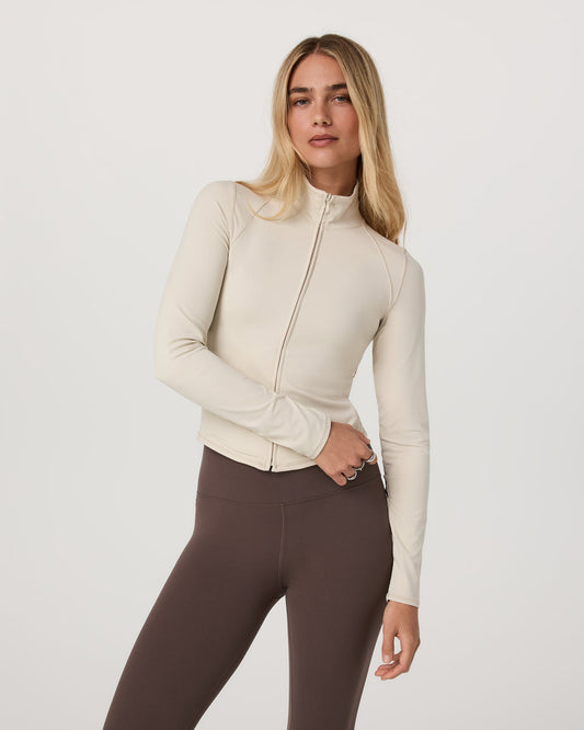 Vuori AllTheFeels™ Full Zip Women's Bone Fitness Jacket | Vuori online