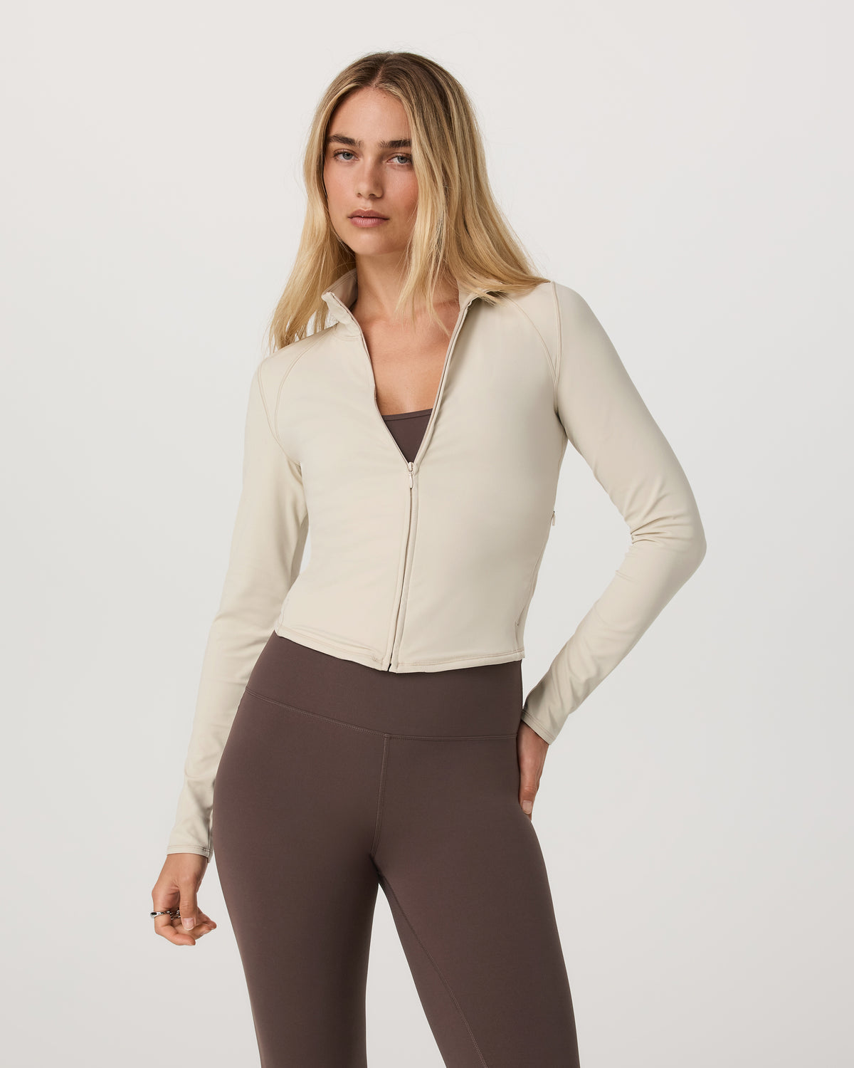 Vuori AllTheFeels™ Full Zip Women's Bone Fitness Jacket | Vuori online
