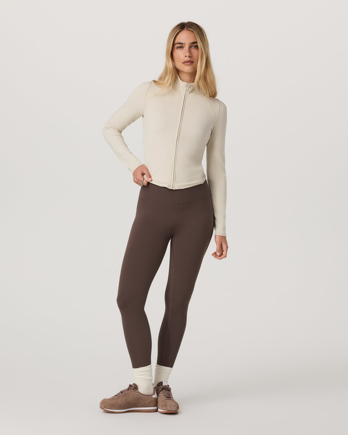 Vuori AllTheFeels™ Full Zip Women's Bone Fitness Jacket | Vuori online