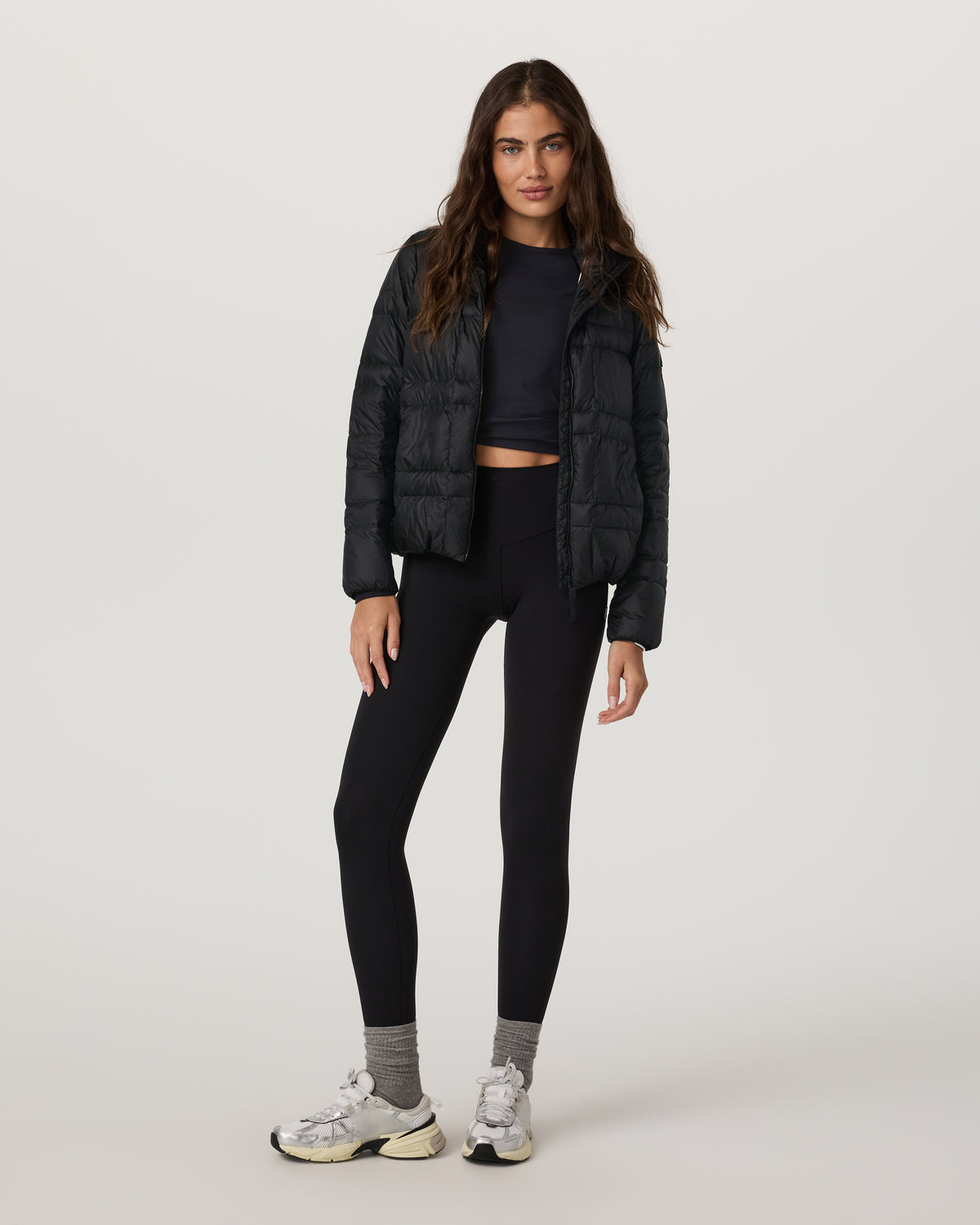 Women's Coordinate Packable Down Jacket Black Zip Up | Vuori for sale