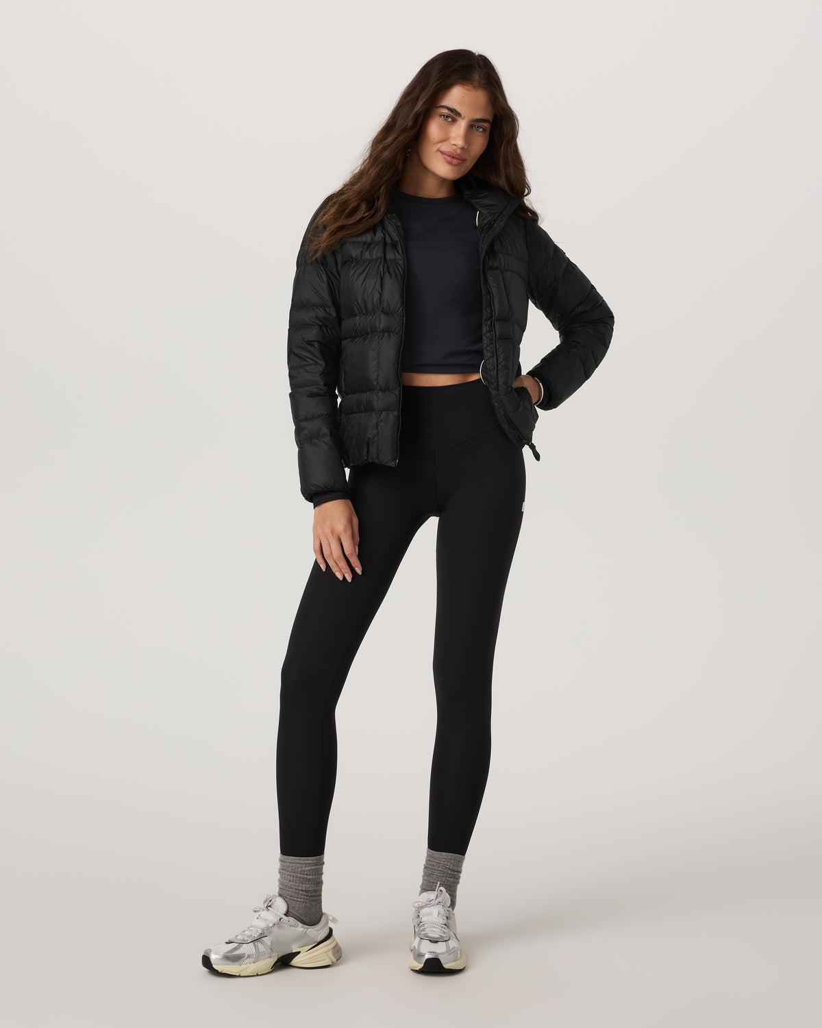 Women's Coordinate Packable Down Jacket Black Zip Up | Vuori for sale