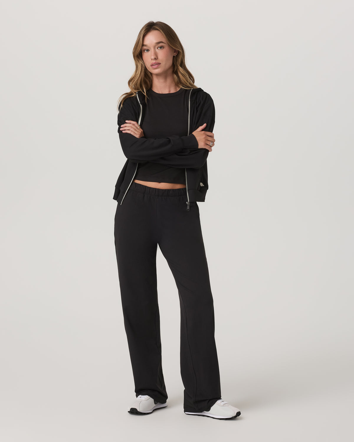 Halo Straight Leg Pant Women's Solid Black Pants | Vuori onsale