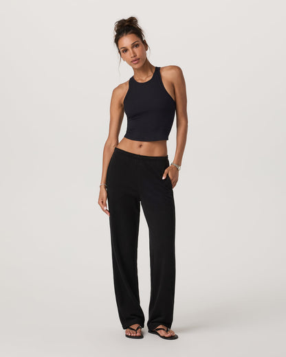 Pose Plyo Tank Black Crop Tank Top with Built in Bra | Vuori shop