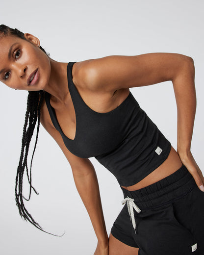 Halo Performance Crop 2.0 Black Heather Tank | Vuori onsale