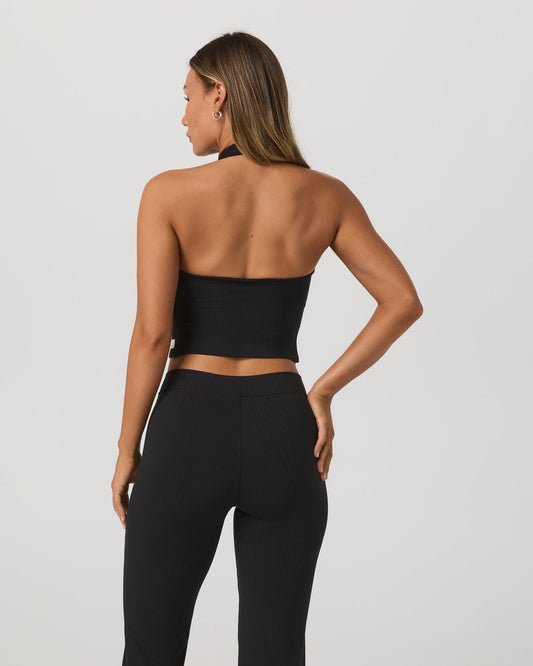 Inversion Rib Tank Women's Black Halter Fitness Top | Vuori discount