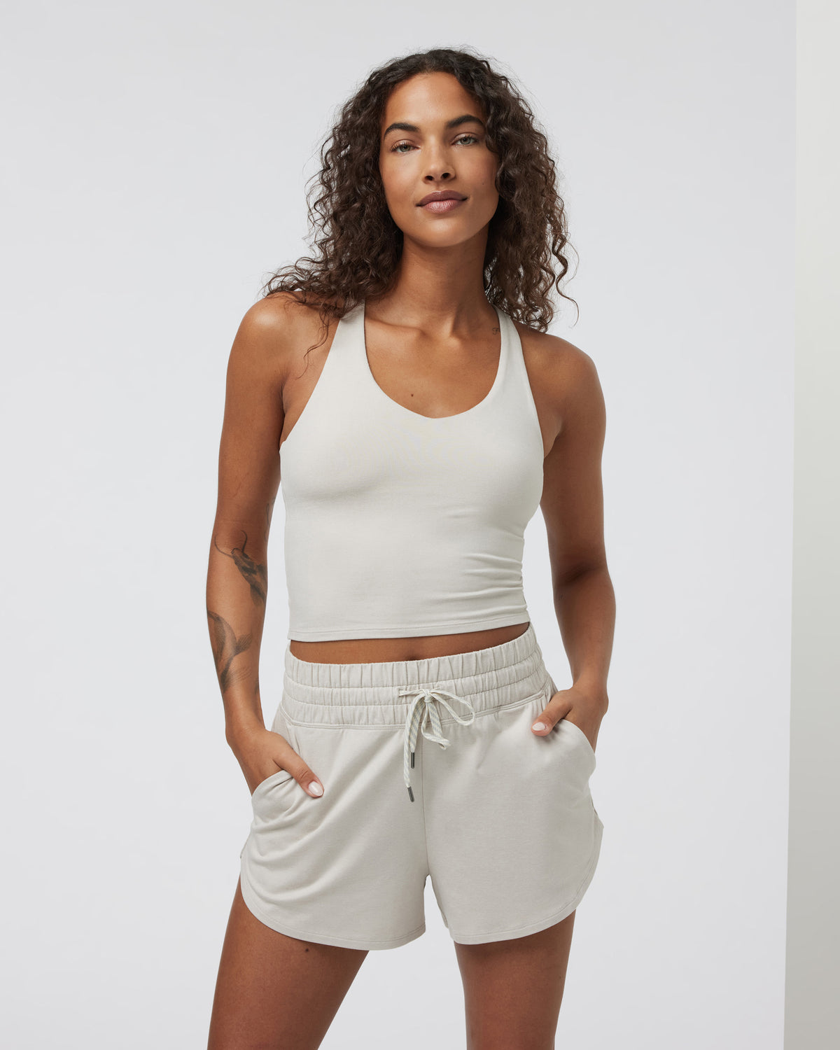 Halo Performance Crop 2.0 Ecru Heather Tank | Vuori for sale