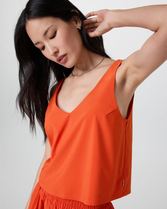 Villa Cropped Tank Bright Poppy | Vuori online