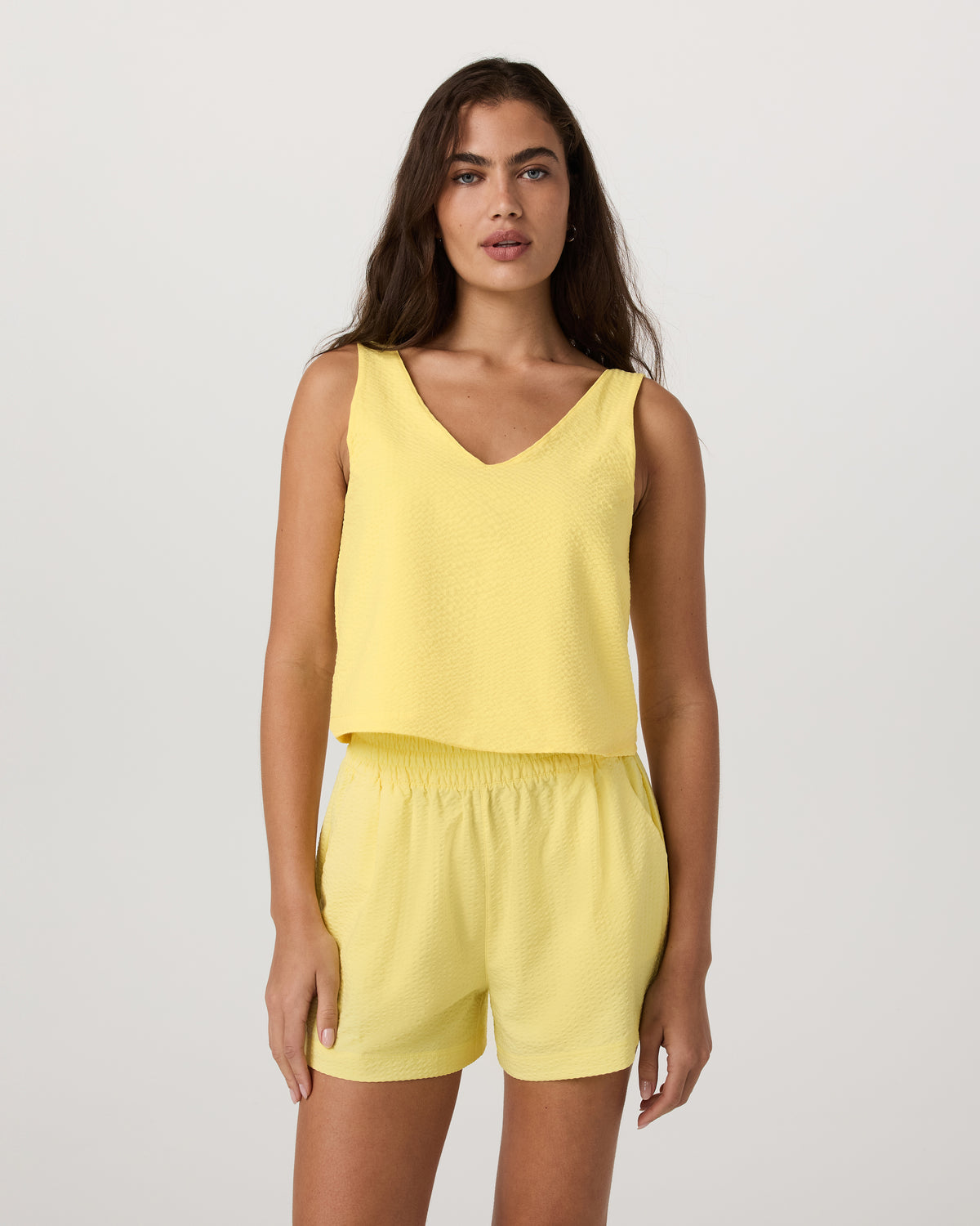 Villa Textured Crop Tank Sunlight | Vuori for sale