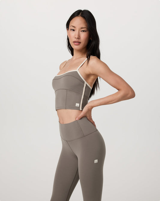 Vuori AllTheFeels™ Corset Tank Women's Smokey Taupe Top | Vuori for sale